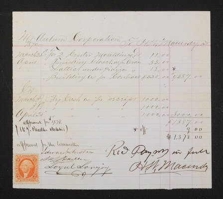 1870-04 Reception House: Invoice from Macurdy, 2021.013.002